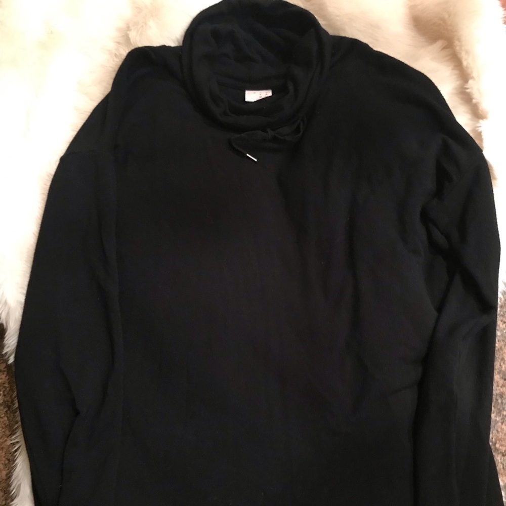 A new day tie cowl neck black tunic sweater